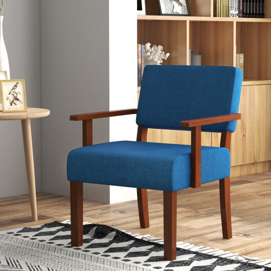 Linen Accent Chair Living Room Chair with Soft Padded Seat and Backrest-Blue LuxuryLifeWay Online Store