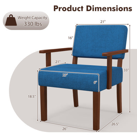 Linen Accent Chair Living Room Chair with Soft Padded Seat and Backrest-Blue LuxuryLifeWay Online Store
