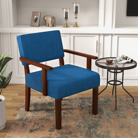 Linen Accent Chair Living Room Chair with Soft Padded Seat and Backrest-Blue LuxuryLifeWay Online Store