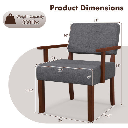 Linen Accent Chair Living Room Chair with Soft Padded Seat and Backrest-Blue LuxuryLifeWay Online Store