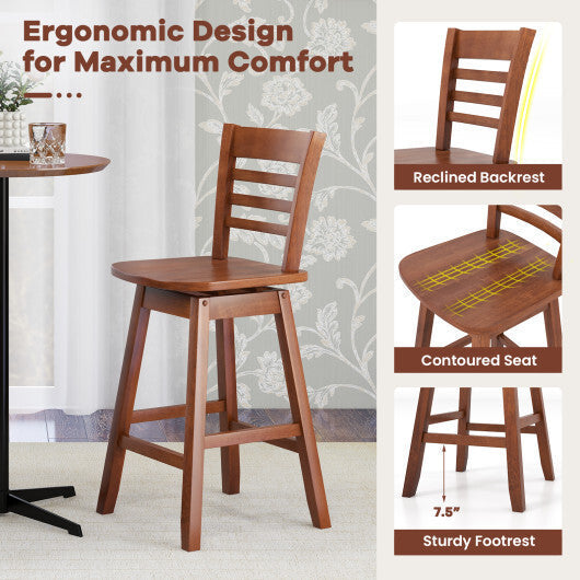 Counter Height Barstools Set of 2 with Footrest for Kitchen Island Bar-Walnut LuxuryLifeWay Online Store