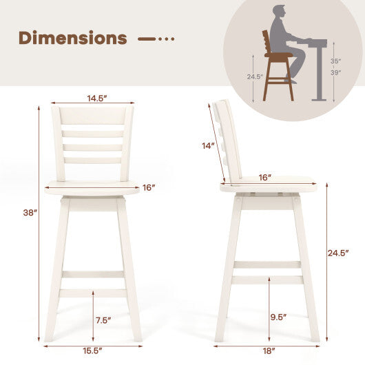 Counter Height Barstools Set of 2 with Footrest for Kitchen Island Bar-Walnut LuxuryLifeWay Online Store