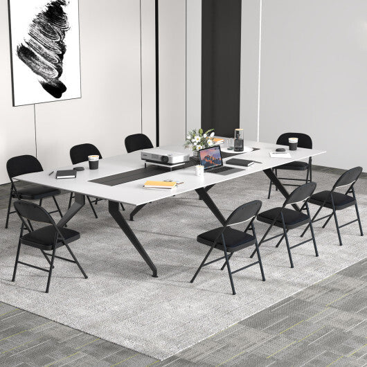 4 Pack Folding Chairs with Metal Frame and PVC Leather for Indoor Outdoor-Black LuxuryLifeWay Online Store