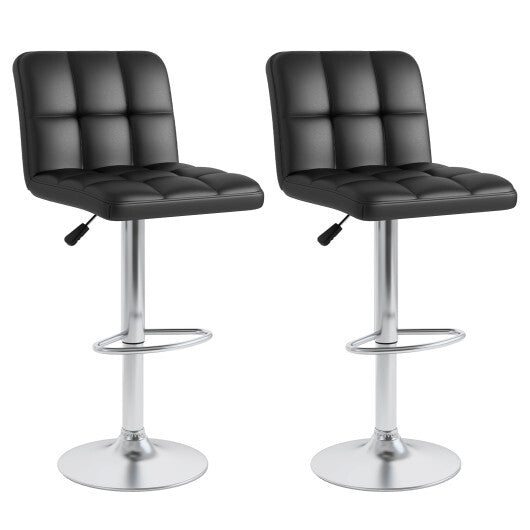 Modern Bat Stools Set of 2 with Back and Heavy-duty Metal Base and Footrest-Black LuxuryLifeWay Online Store