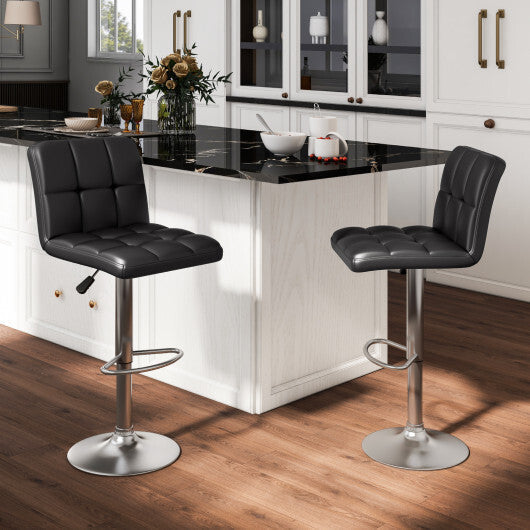 Modern Bat Stools Set of 2 with Back and Heavy-duty Metal Base and Footrest-Black LuxuryLifeWay Online Store