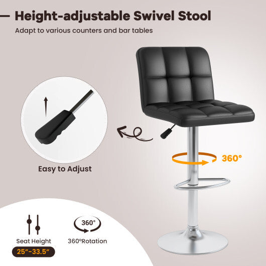 Modern Bat Stools Set of 2 with Back and Heavy-duty Metal Base and Footrest-Black LuxuryLifeWay Online Store