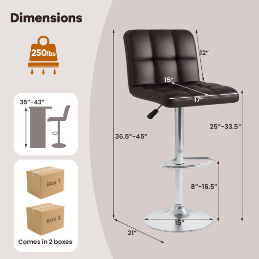 Modern Bat Stools Set of 2 with Back and Heavy-duty Metal Base and Footrest-Black LuxuryLifeWay Online Store