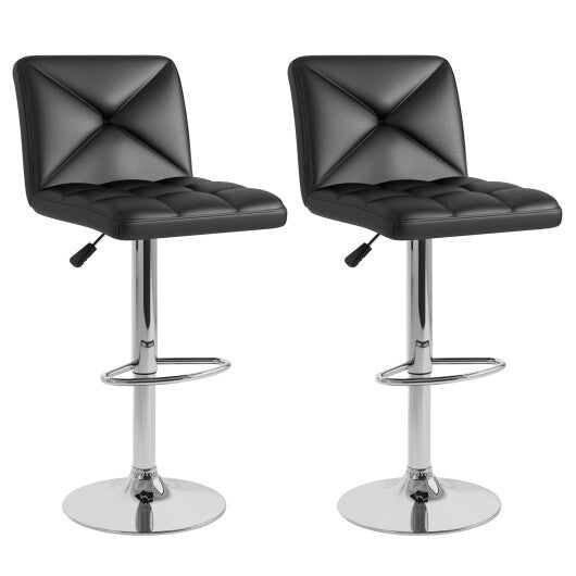 PU Leather Upholstered Bar Stools Set of 2 with Back and Adjustable Height-Black - Color: Black LuxuryLifeWay Online Store