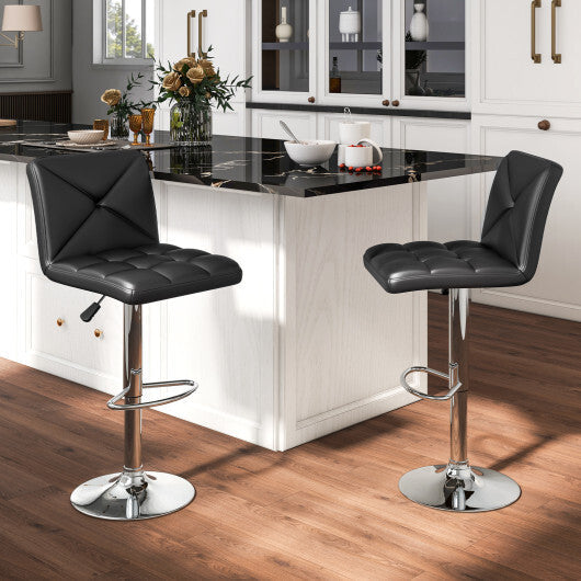 PU Leather Upholstered Bar Stools Set of 2 with Back and Adjustable Height-Black - Color: Black LuxuryLifeWay Online Store