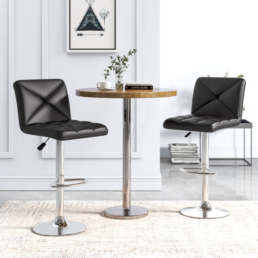 PU Leather Upholstered Bar Stools Set of 2 with Back and Adjustable Height-Black - Color: Black LuxuryLifeWay Online Store