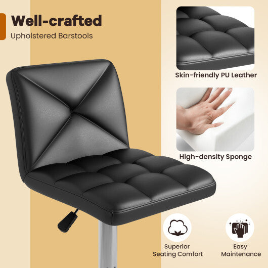 PU Leather Upholstered Bar Stools Set of 2 with Back and Adjustable Height-Black - Color: Black LuxuryLifeWay Online Store