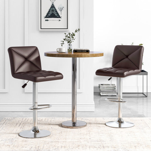 PU Leather Upholstered Bar Stools Set of 2 with Back and Adjustable Height-Brown LuxuryLifeWay Online Store
