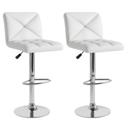 PU Leather Upholstered Bar Stools Set of 2 with Back and Adjustable Height-Brown LuxuryLifeWay Online Store