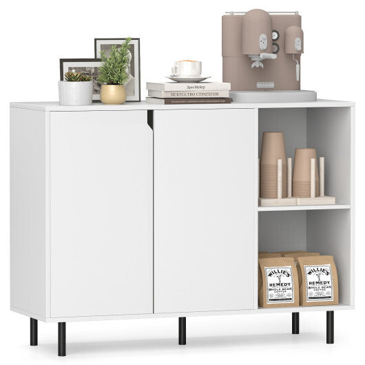 42 Inch Sideboard Buffet Cabinet Kitchen with Adjustable Shelves-White LuxuryLifeWay Online Store