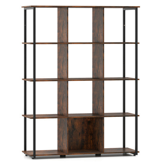12-Cube Bookcase with 2 Anti-tipping Kits for Living Room-Rustic Brown LuxuryLifeWay Online Store