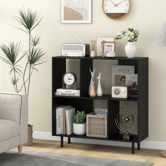 Open Shelf Bookcase with 4 Compartments-Black LuxuryLifeWay Online Store