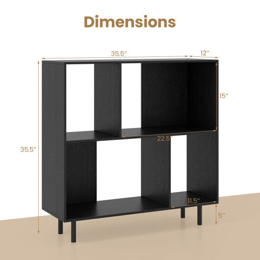 Open Shelf Bookcase with 4 Compartments-Black LuxuryLifeWay Online Store