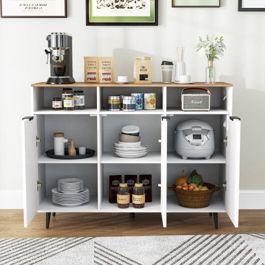 Sideboard Buffet Cabinet Kitchen Storage Cabinet with 5-Position Adjustable Shelves-White LuxuryLifeWay Online Store