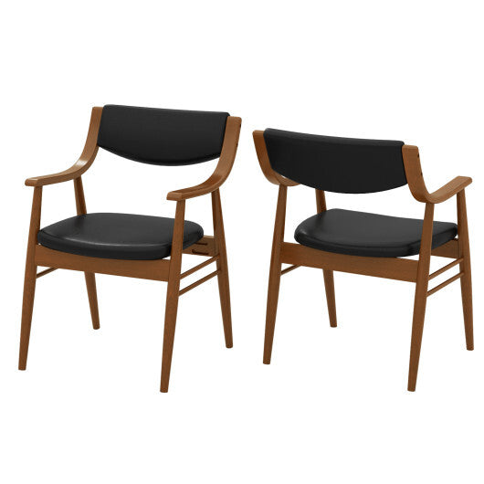 Wooden Dining Chair Set of 2 with Padded Seat and Back-Black LuxuryLifeWay Online Store