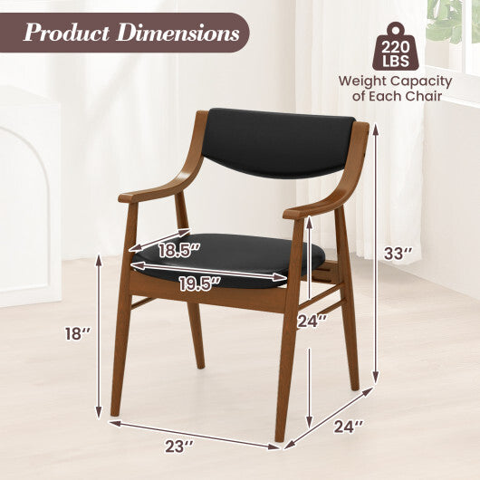 Wooden Dining Chair Set of 2 with Padded Seat and Back-Black LuxuryLifeWay Online Store