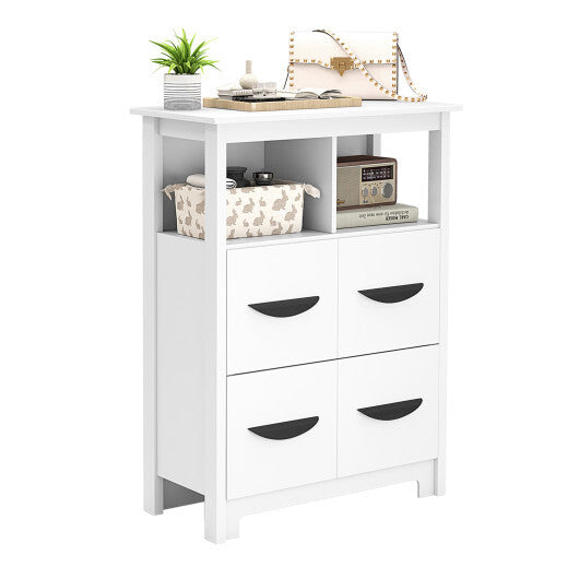 24 Inch Floor Cabinet with 2 Open Compartments and 2 Drawers-White LuxuryLifeWay Online Store