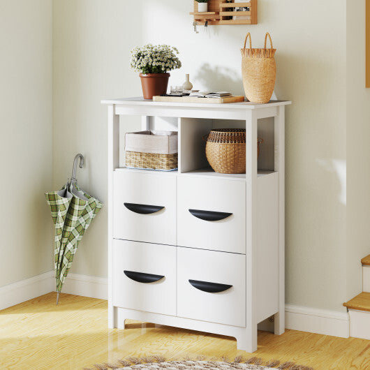 24 Inch Floor Cabinet with 2 Open Compartments and 2 Drawers-White LuxuryLifeWay Online Store
