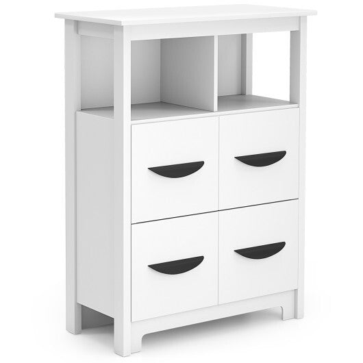 24 Inch Floor Cabinet with 2 Open Compartments and 2 Drawers-White LuxuryLifeWay Online Store