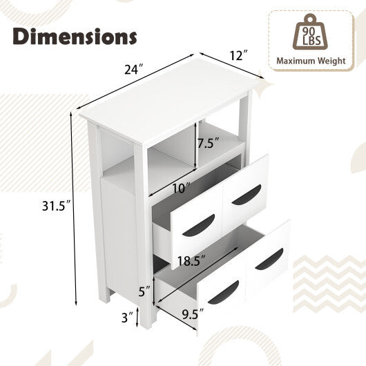 24 Inch Floor Cabinet with 2 Open Compartments and 2 Drawers-White LuxuryLifeWay Online Store