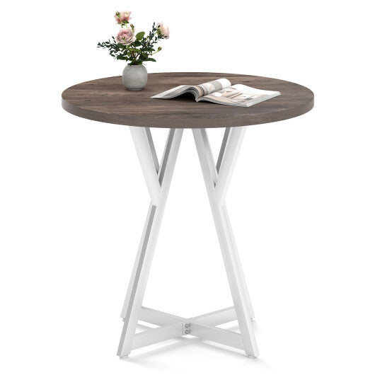 36 Inch Round Dining Table with Metal Pedestal Base-Natural LuxuryLifeWay Online Store