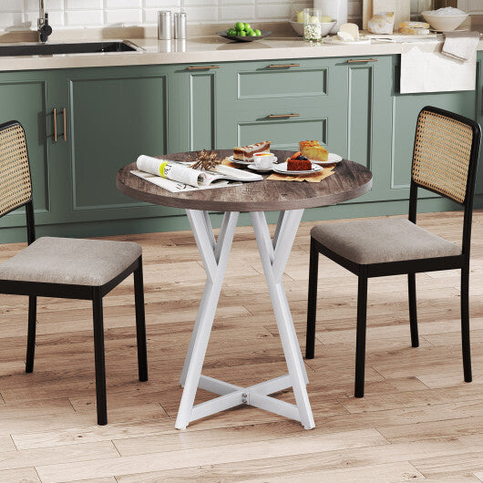 36 Inch Round Dining Table with Metal Pedestal Base-Natural LuxuryLifeWay Online Store