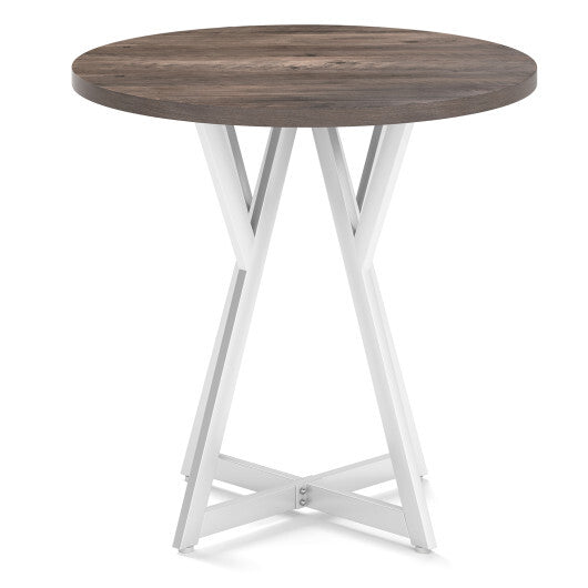 36 Inch Round Dining Table with Metal Pedestal Base-Natural LuxuryLifeWay Online Store