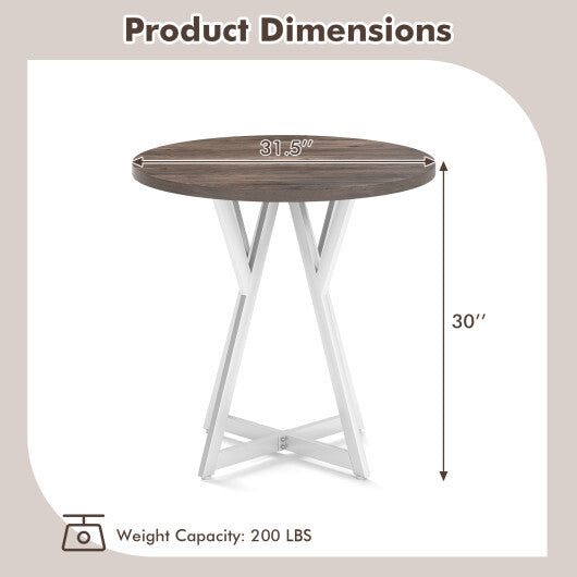 36 Inch Round Dining Table with Metal Pedestal Base-Natural LuxuryLifeWay Online Store