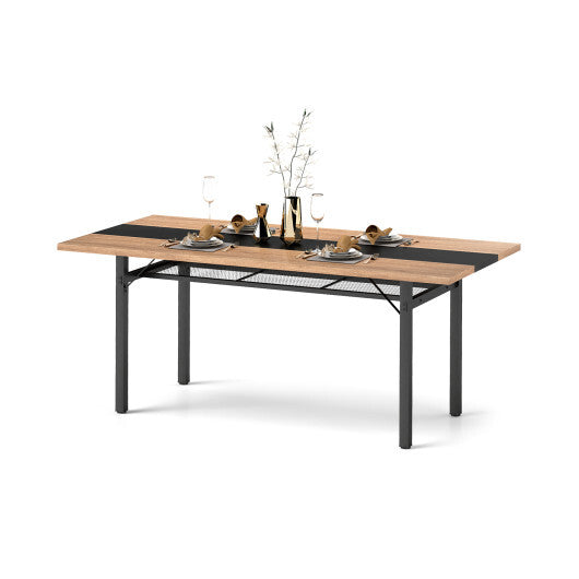 6 Feet Dining Table with Heavy-Duty Metal Frame for 6-8 People-Natural LuxuryLifeWay Online Store