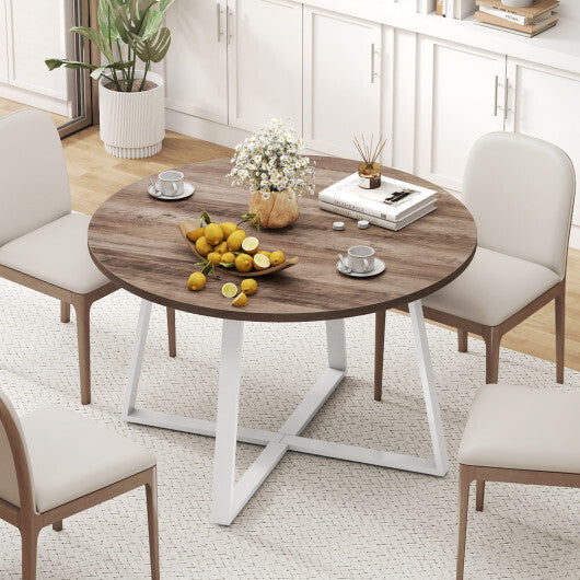 47 Inch Round Dining Table with Stable X-shaped Base and Round Thickened Tabletop-Natural LuxuryLifeWay Online Store