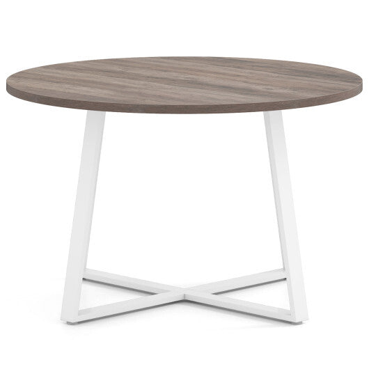 47 Inch Round Dining Table with Stable X-shaped Base and Round Thickened Tabletop-Natural LuxuryLifeWay Online Store