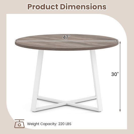47 Inch Round Dining Table with Stable X-shaped Base and Round Thickened Tabletop-Natural LuxuryLifeWay Online Store