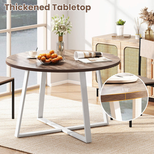 47 Inch Round Dining Table with Stable X-shaped Base and Round Thickened Tabletop-Natural LuxuryLifeWay Online Store