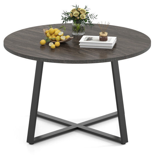 47 Inch Round Dining Table with Stable X-shaped Base and Round Thickened Tabletop-Natural LuxuryLifeWay Online Store