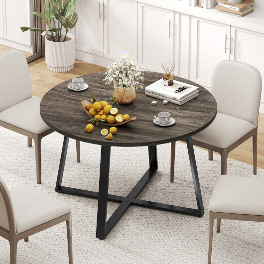 47 Inch Round Dining Table with Stable X-shaped Base and Round Thickened Tabletop-Natural LuxuryLifeWay Online Store
