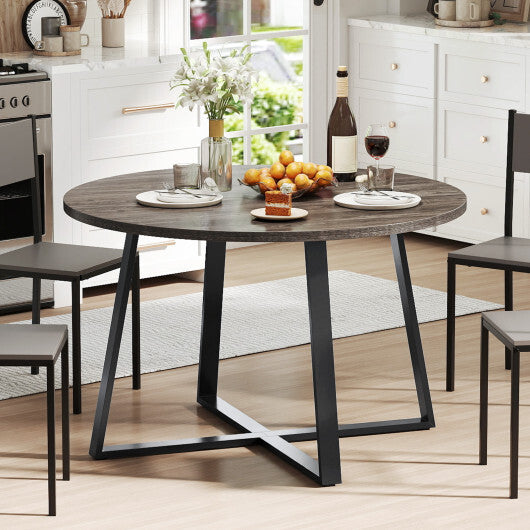 47 Inch Round Dining Table with Stable X-shaped Base and Round Thickened Tabletop-Natural LuxuryLifeWay Online Store