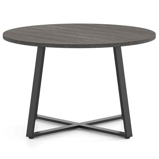 47 Inch Round Dining Table with Stable X-shaped Base and Round Thickened Tabletop-Natural LuxuryLifeWay Online Store