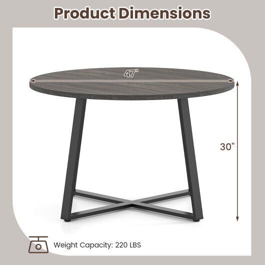 47 Inch Round Dining Table with Stable X-shaped Base and Round Thickened Tabletop-Natural LuxuryLifeWay Online Store