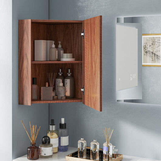 Corner Medicine Cabinet with Mirror with Open Mirror Door and Adjustable Shelf-Brown LuxuryLifeWay Online Store