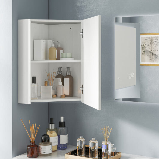 Corner Medicine Cabinet with Mirror with Open Mirror Door and Adjustable Shelf-Brown LuxuryLifeWay Online Store