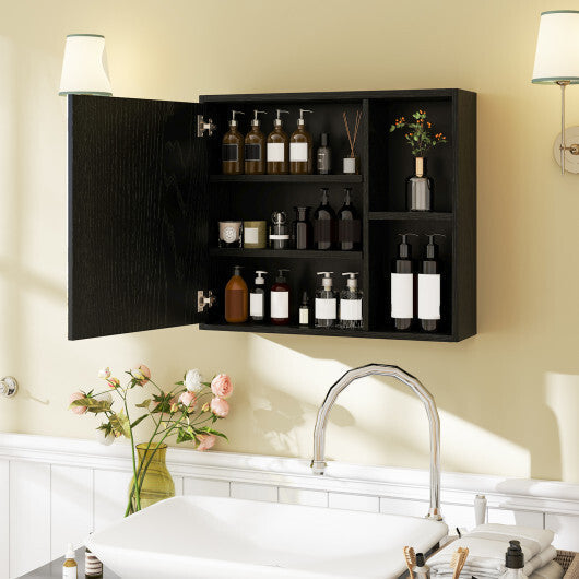 Bathroom Medicine Cabinet with Single Mirror Door-Black - Color: Black LuxuryLifeWay Online Store