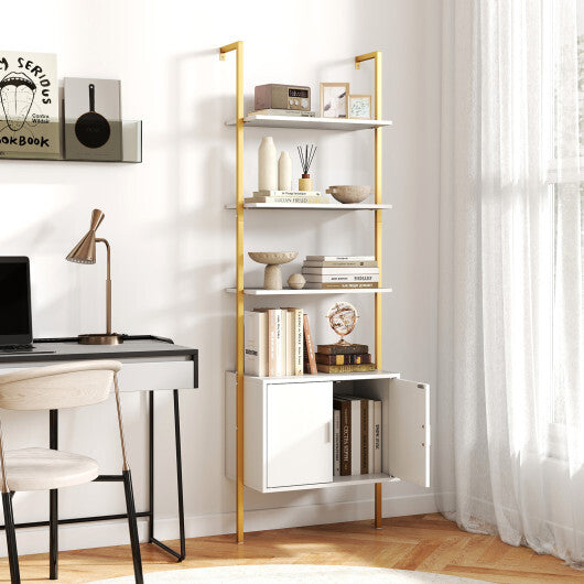 72.5 Inch Tall Bookshelf with Cabinet Anti-Tipping Kits and Metal Frame-Black LuxuryLifeWay Online Store