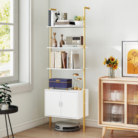 72.5 Inch Tall Bookshelf with Cabinet Anti-Tipping Kits and Metal Frame-Black LuxuryLifeWay Online Store