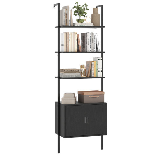 72.5 Inch Tall Bookshelf with Cabinet Anti-Tipping Kits and Metal Frame-Black LuxuryLifeWay Online Store