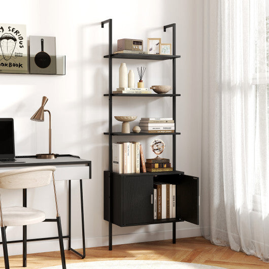 72.5 Inch Tall Bookshelf with Cabinet Anti-Tipping Kits and Metal Frame-Black LuxuryLifeWay Online Store