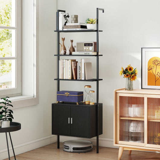 72.5 Inch Tall Bookshelf with Cabinet Anti-Tipping Kits and Metal Frame-Black LuxuryLifeWay Online Store
